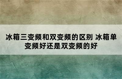 冰箱三变频和双变频的区别 冰箱单变频好还是双变频的好